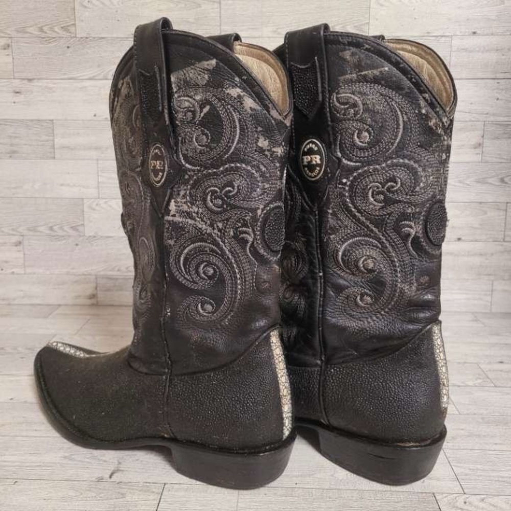 Men's Potro Rebelde Western Exotic Black Stingray Leather Cowboy Boots Size 9 - Picture 4 of 11